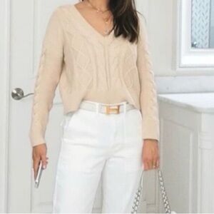 Cabi Cropped Cable Pullover Sweater Style 5636 Size XL
